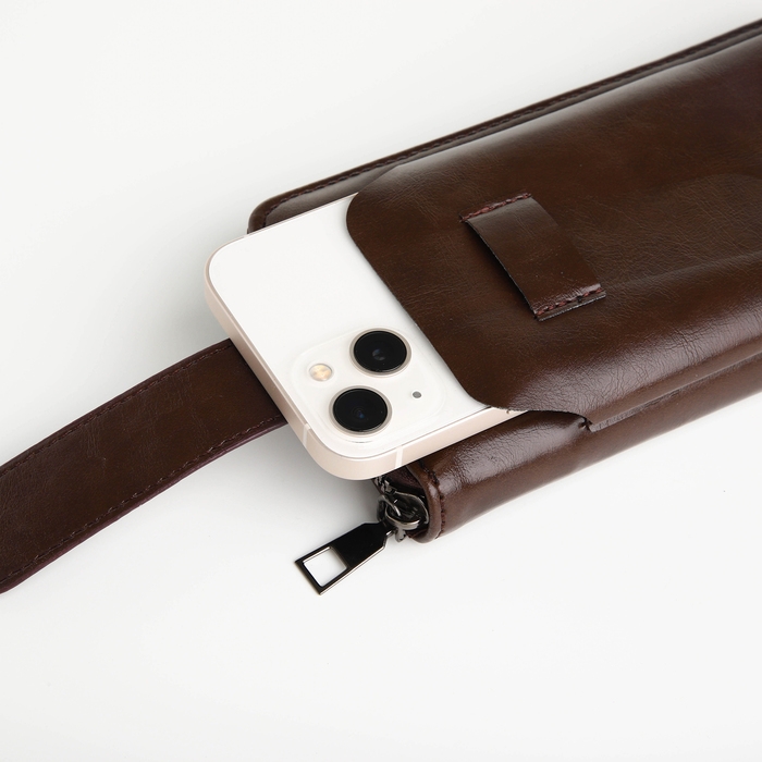 Портмоне мужское на молнии, отдел для телефона, карт, монет, цвет коричневый Портмоне мужское на молнии, отдел для телефона, карт, монет, цвет коричневый