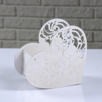 Кашпо деревянное "Сердце ажурное", белый, 18&times;8.6&times;14 см