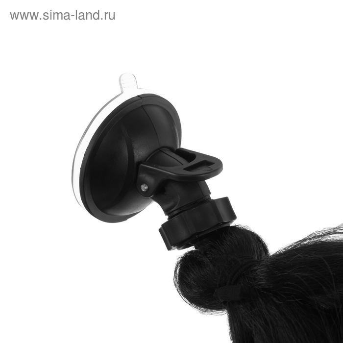 Коса на мотошлем, крепление присоской, 60 см, черно-белый