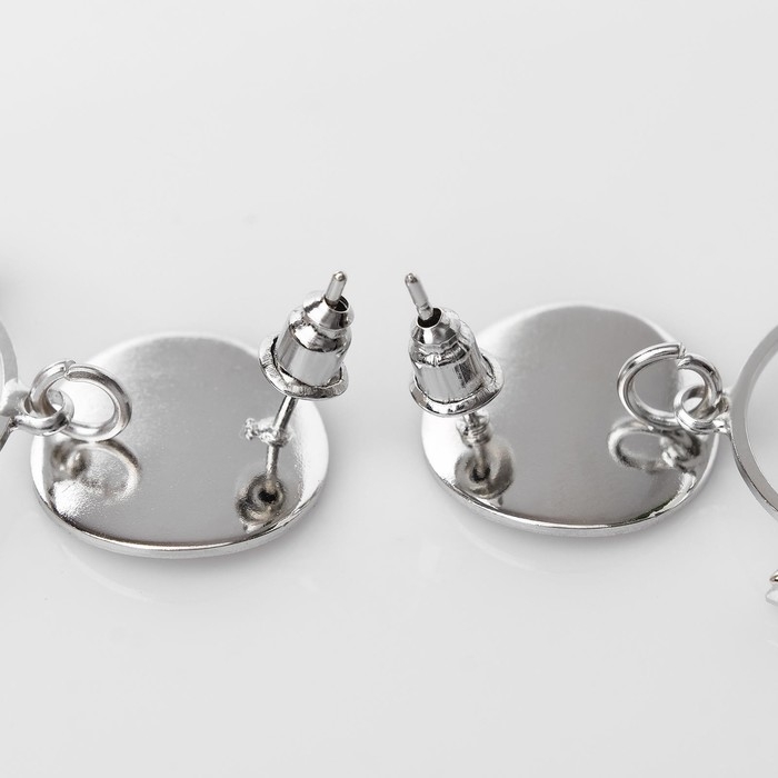 Серьги со стразами «Вспышка» круг, цвет белый в серебре Серьги со стразами «Вспышка» круг, цвет белый в серебре