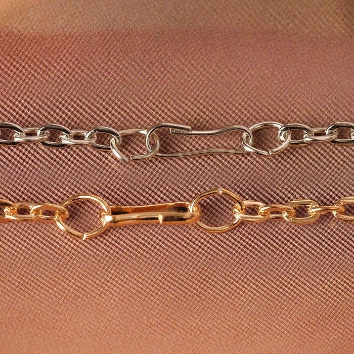 Кулоны &laquo;Неразлучники&raquo; влюблённые сердца, цвет серебряно-золотой, 50 см