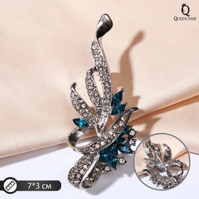 Брошь &laquo;Цветочный бант&raquo;, цвет бело-синий в серебре