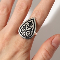 Кольцо &laquo;Этника&raquo; графский узор, цвет чернёное серебро, безразмерное