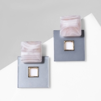 Серьги акрил &laquo;Квадро&raquo;, цвет бело-голубой в золоте