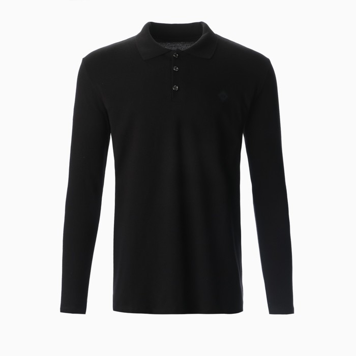 Поло мужское с длинным рукавом, цвет чёрный, размер 50