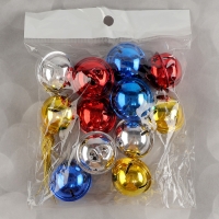 Бубенчики, набор 12 шт., размер 1 шт: 3&times;3 см, цвет красный, жёлтый, синий, серебряный