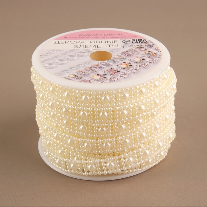 Жемчуг на нитях, плоский, 10 мм, 9 ± 1 м, цвет молочный Жемчуг на нитях, плоский, 10 мм, 9 ± 1 м, цвет молочный