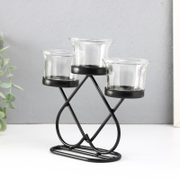 Подсвечник металл, стекло на 3 свечи "Пика" d=5 см чёрный 19х6х16,5 см Подсвечник металл, стекло на 3 свечи "Пика" d=5 см чёрный 19х6х16,5 см