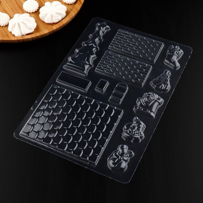 Форма для шоколада новогодняя &laquo;Элементы домика&raquo;, 12 ячеек, 15&times;8&times;2,5 см, цвет прозрачный