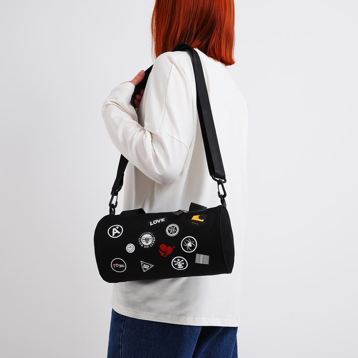 Сумка молодёжная на молнии, цвет чёрный