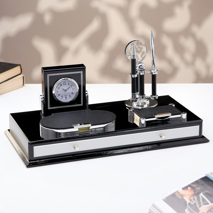 Набор настольный канцелярский 8в1 с визитницей, карандашницей, лупой и ножом для писем Набор настольный канцелярский 8в1 с визитницей, карандашницей, лупой и ножом для писем