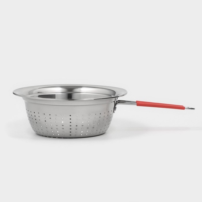 Дуршлаг из нержавеющей стали с ручкой &laquo;Эдвин&raquo;, 39&times;24&times;9 см, цвет ручки МИКС