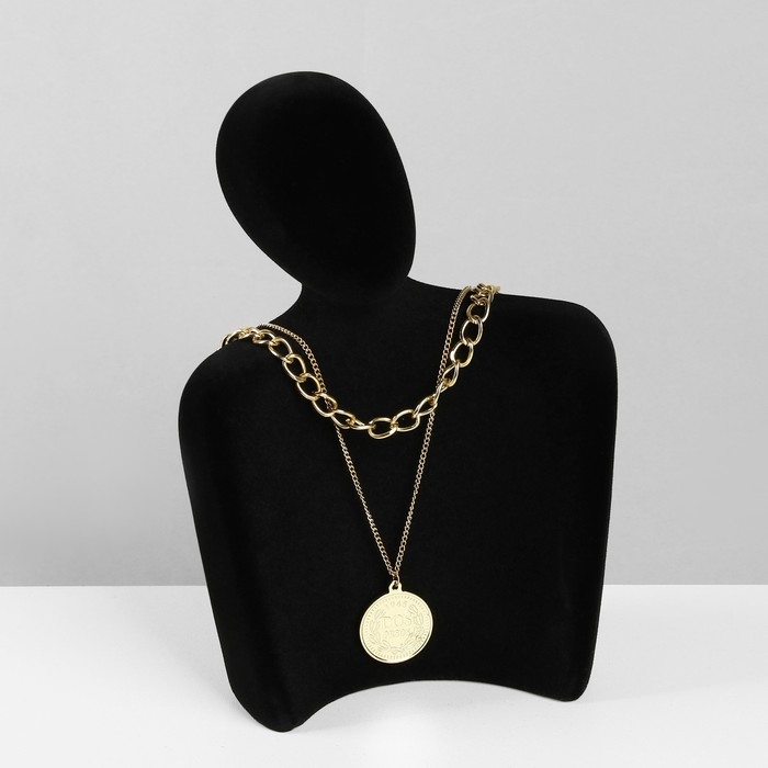 Бюст для украшений &laquo;Силуэт&raquo;, 13,5&times;7&times;20 см, h=20 см, флок, цвет чёрный