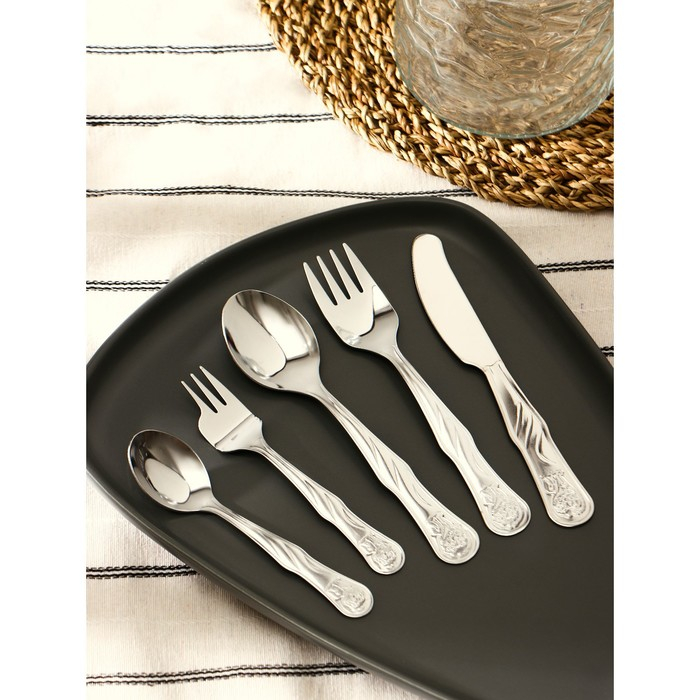 Набор столовых приборов &laquo;Лёвушка&raquo;, 5 предметов, толщина 1,2 мм