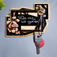 Ключница "Дом там, где сердце!" розы, 15х14х1 см Ключница "Дом там, где сердце!" розы, 15х14х1 см