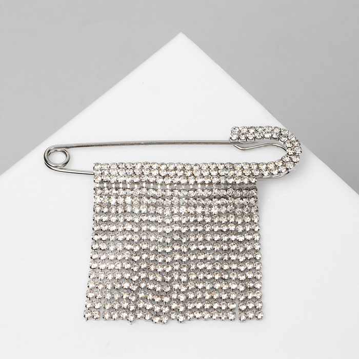 Булавка &laquo;Торжество&raquo; дождик, 7см, цвет белый в серебре