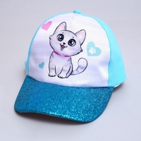 Кепка детская для девочки «Котик», р-р. 52-54 см, 5-7 лет, МИКС Кепка детская для девочки «Котик», р-р. 52-54 см, 5-7 лет, МИКС