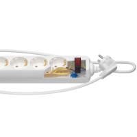Сетевой фильтр "ФОТОН" SP 10-25ES, 2 м, 5 розеток, 10 А, с выкл, с з/к, белый