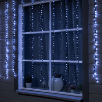 Гирлянда &laquo;Водопад&raquo; 2 &times; 1.5 м, IP44, УМС, прозрачная нить, 400 LED, свечение белое, 8 режимов, 220 В