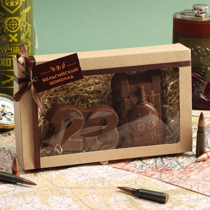 Шоколадные фигурки, 2 в 1 «23 февраля + Танк», 160 г Шоколадные фигурки, 2 в 1 «23 февраля + Танк», 160 г