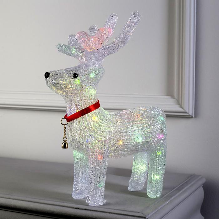 Светодиодная фигура &laquo;Оленёнок&raquo; 28 &times; 36 &times; 10 см, акрил, 10 LED, батарейки ААх2 (не в комплекте), свечение мульти (RGB)