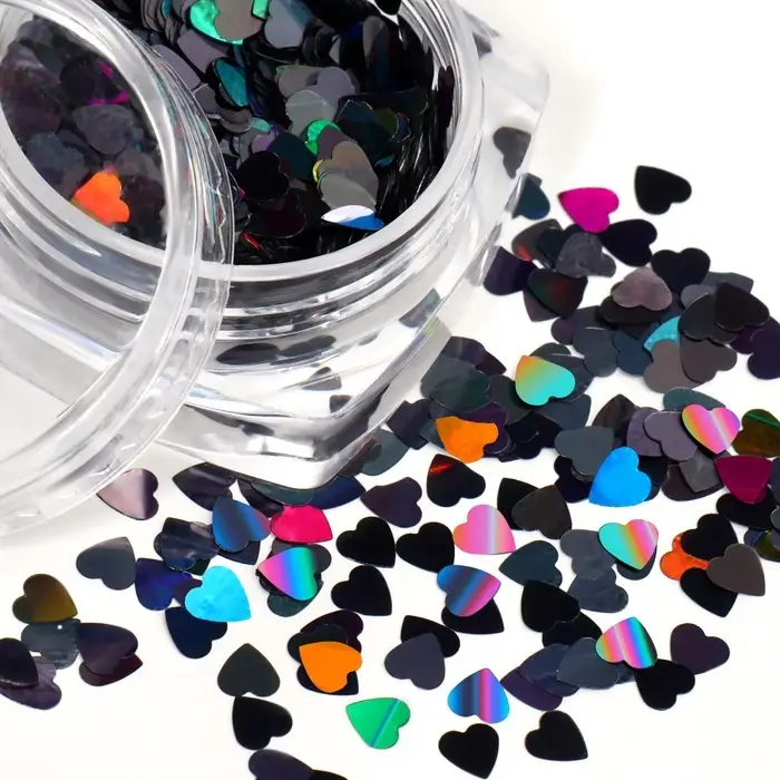 Пайетки для декора &laquo;Сердца&raquo;, чёрный, голографические