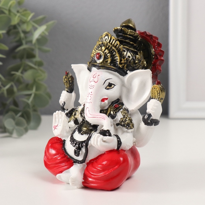 Сувенир полистоун Сувенир полистоун "Ганеша в позе лотоса, в красных шароварах" 10х10х12,5 см