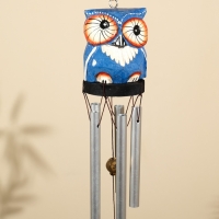 Музыка ветра "Совёнок" дерево, алюминий, 7х6х60 см, цв. синий