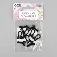 Крючок пришивной в оплётке, для верхней одежды, 35 &times; 12 мм, 5 шт, цвет чёрный