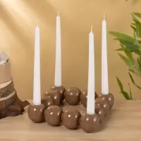 Подсвечник на 4 свечи &laquo;Бусы&raquo;, с 12 сферами, 20.5&times;20.5&times;5.5 см, бисквит