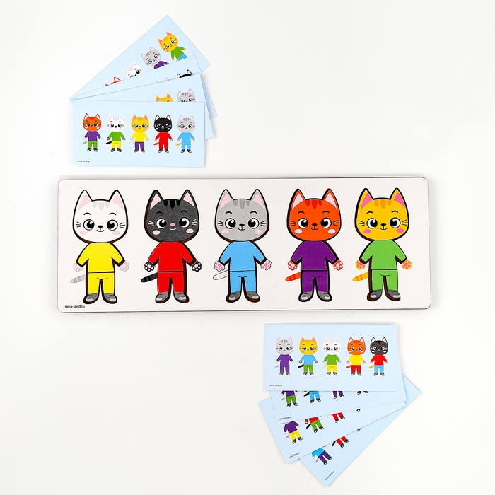 Головоломка деревянная для детей. Повтори по образцу &laquo;Котики&raquo;