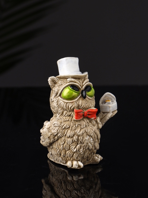 Набор фигур "4 совы на подносе" размер 20х10х10 см, бежевый