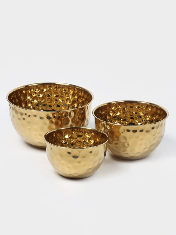 Набор мисок-салатников из нержавеющей стали 16/20/24 см, цвет золотой