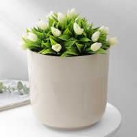 Кашпо для цветов со вставкой &laquo;Линель&raquo;, 4,5 л, d=19 см, h=19 см, бежевое