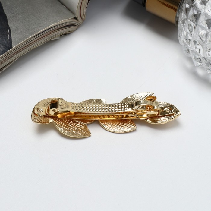 Заколка-автомат для волос &laquo;Либерти&raquo;, листочки, 6.5 см, золото