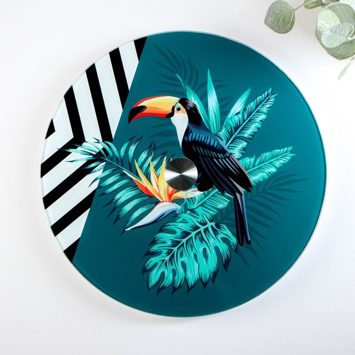 Подставка стеклянная для торта вращающаяся Доляна &laquo;Тропики&raquo;, d=32 см ㅤ