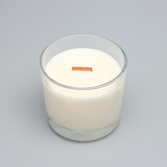 Свеча из соевого воска в стакане с деревянным фитилем "Кокосовый рай", 65 гр