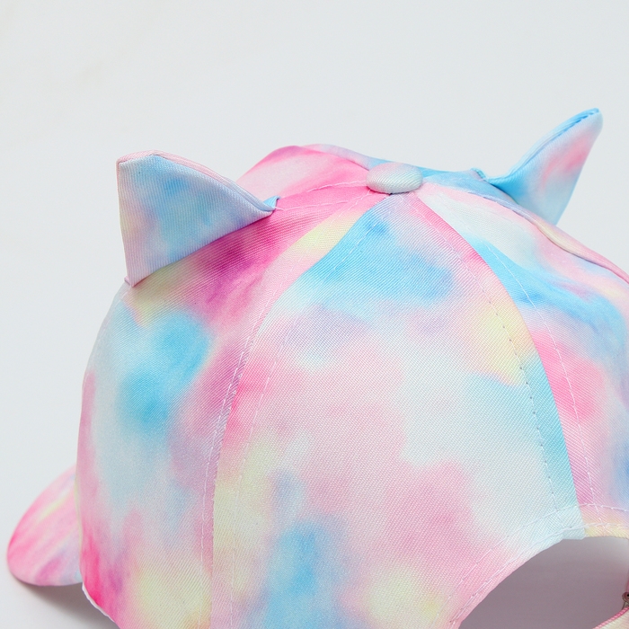 Кепка детская для девочки "Котик", с ушками, цветнвя, р-р 52-54, 5-7 лет