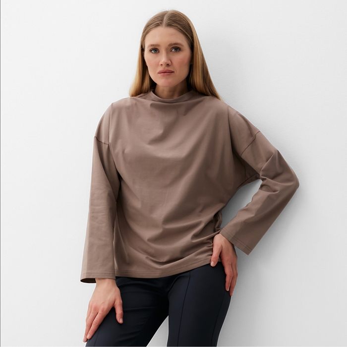 Лонгслив женский MINAKU: Casual Collection цвет шоколад, р-р 44