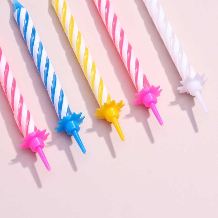 Свечи в торт "Спираль", 6.5х0.5см, 12 шт