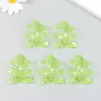 Декор для творчества пластик "Листья" прозрачный зелёный набор 20 гр 0,4х4х5,2 см