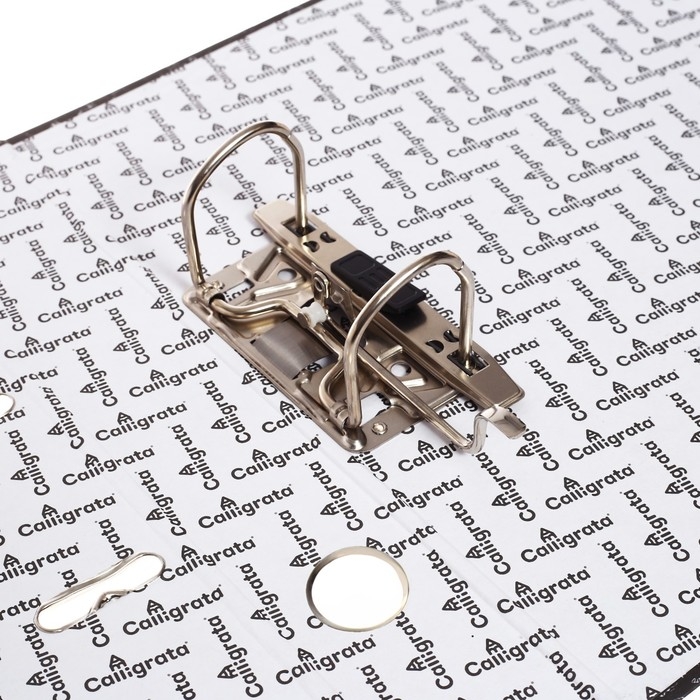 Папка-регистратор 50 мм, А4, Calligrata, эконом мрамор, нижний металлический кант, черная