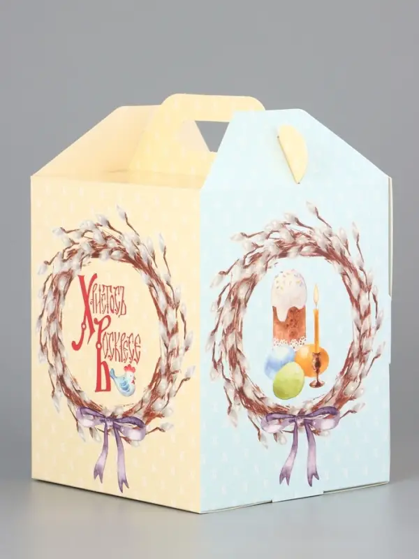 Коробка подарочная пасхальная с окном, с фронтальной загрузкой &laquo;Верба&raquo; 15&times;15&times;18 см