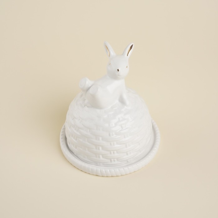 Лимонница керамическая SL Home &laquo;Лесные кролики&raquo;, 14&times;14,5 см, цвет белый