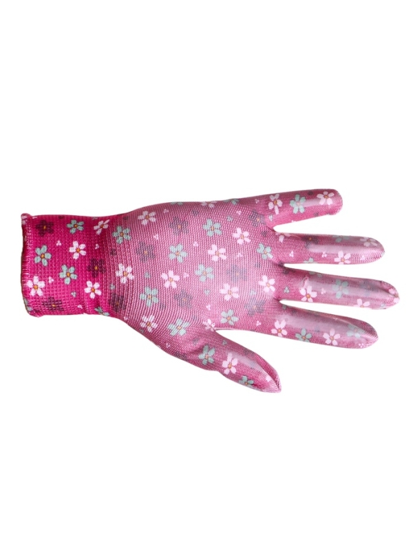 Перчатки нейлоновые, с ПВХ точками, размер 8, МИКС, &laquo;Цветы&raquo;, Greengo