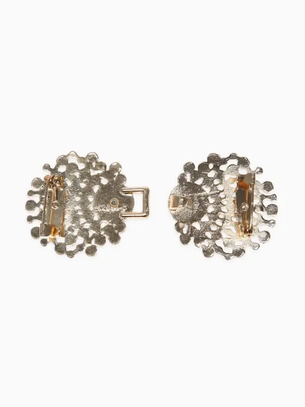 Зажим для кардигана "Ажур", веер, цвет белый в золоте