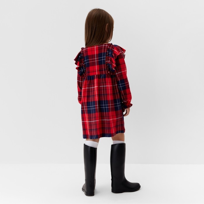 Платье детское с рюшами KAFTAN Платье детское с рюшами KAFTAN "Клетка" размер 34 (122-128 см)