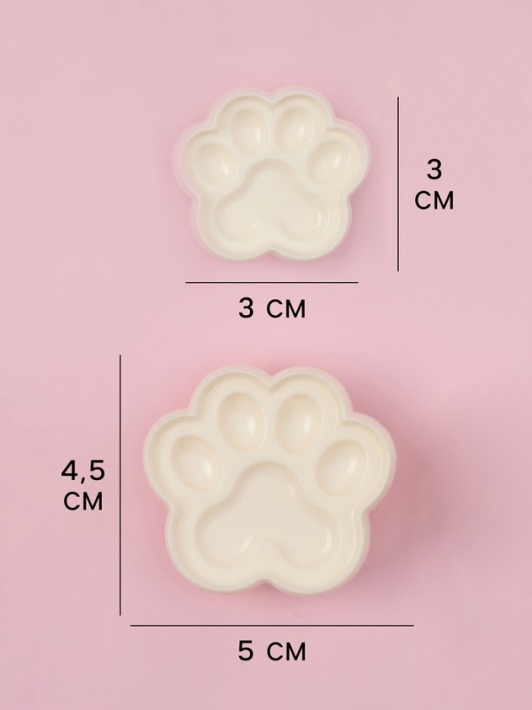 Печати для теста и мастики Доляна &laquo;Лапы&raquo;, набор 2 шт, 4,5&times;5/ 3&times;3 см, пластик, молочные