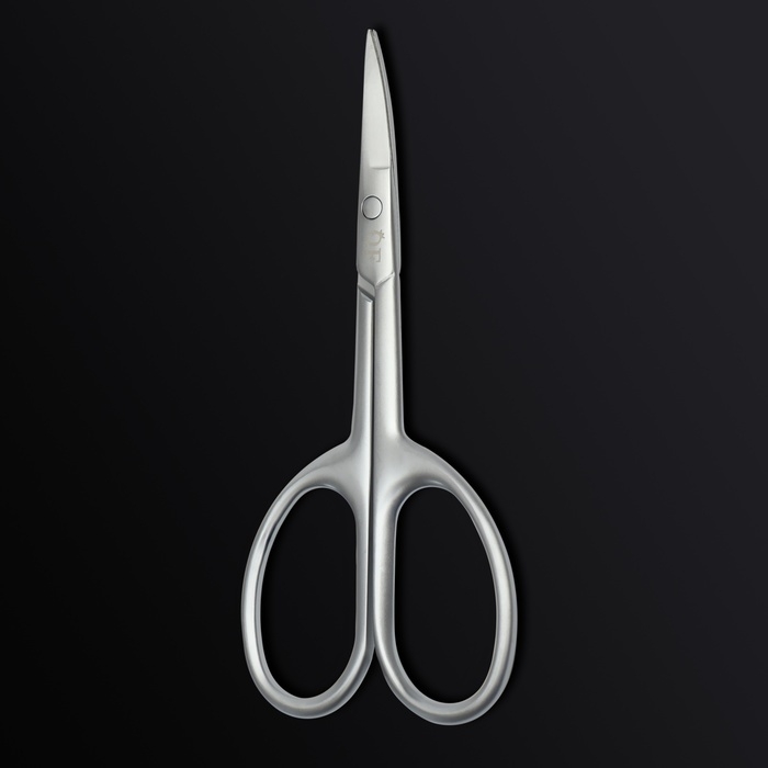 Ножницы маникюрные &laquo;Premium satin&raquo;, узкие, загнутые, матовые, 9,6 см, цвет серебристый