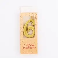 Свеча в торт &laquo;Цифра 6&raquo;, 5.3 см, золотая